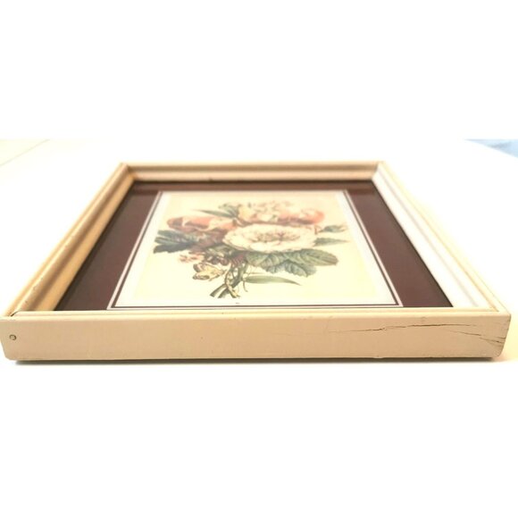 Vintage Botanical Floral Print Tiger Lily White Rose Butterfly Wood Frame 1950s - Picture 3 of 8